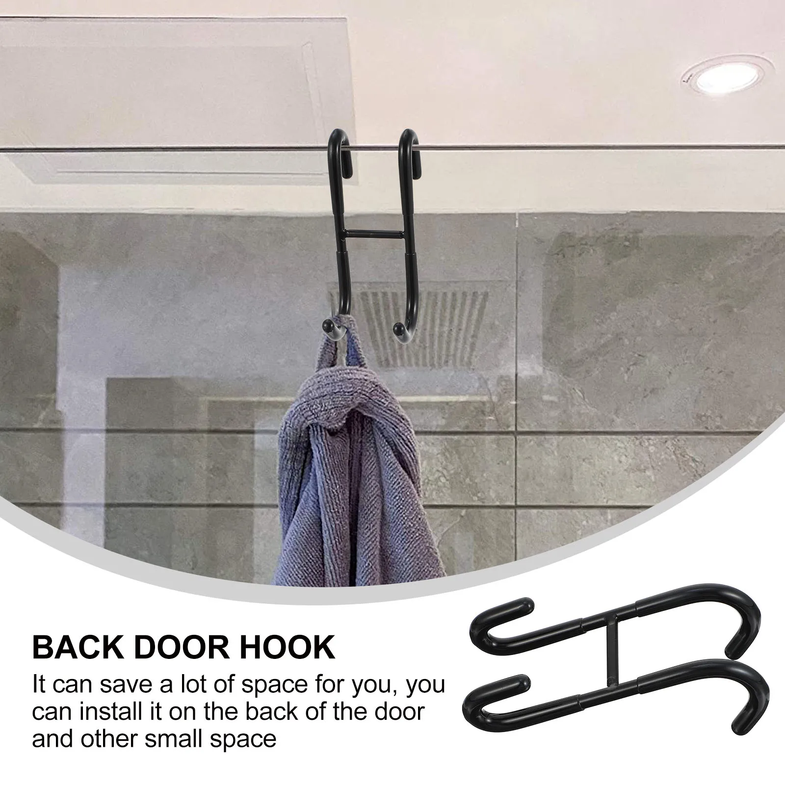 

2pcs Stainless Hooks Punch Free Back Door Storage Space Saving Bathroom Kitchen ganizer Hanging Back Door Hook Design