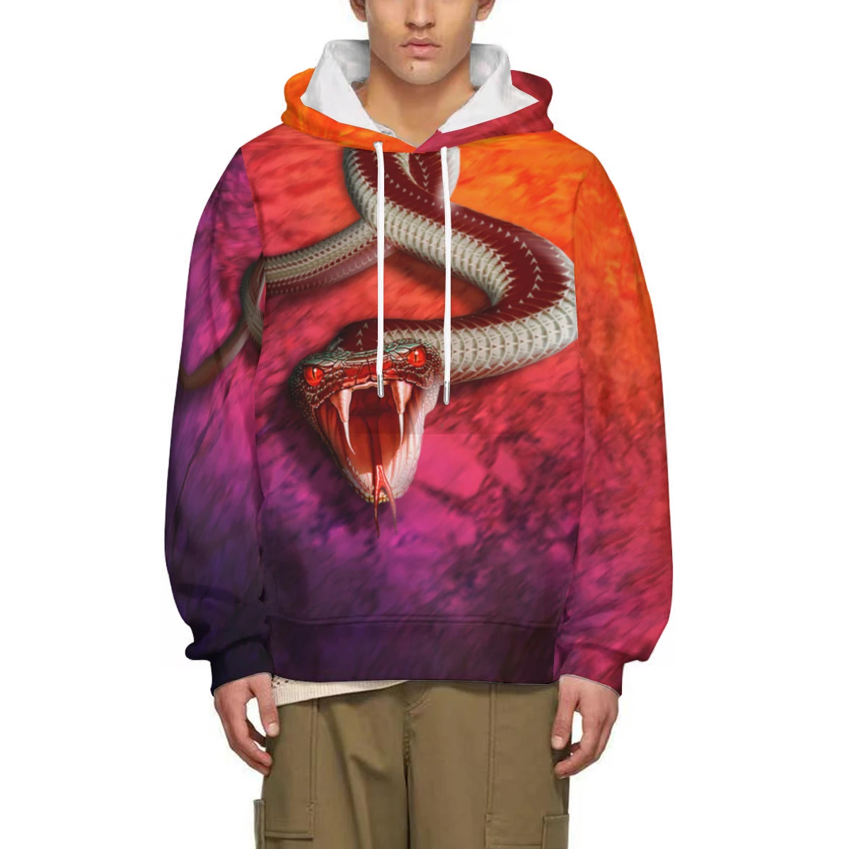 New Hooded Sweatshirt Men's Hoodie 3D Printed Horror Snake Hoodies Men's Pockets Long Sleeve Pullovers Male Tops