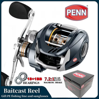PENN Baitcast Reel，Bearing 18+1bb, Gear 7:2:1, Braking Force 15kg, Stainless Steel Bearing, Adjustable From 1 To 9 Gears