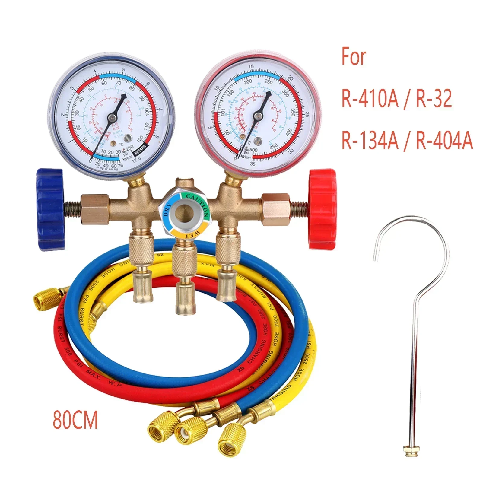 With Conditioning R134a Gauge For Pressure Diagnostic Hose For Way Freon Manifold 3 Air Gauge Hook And Set