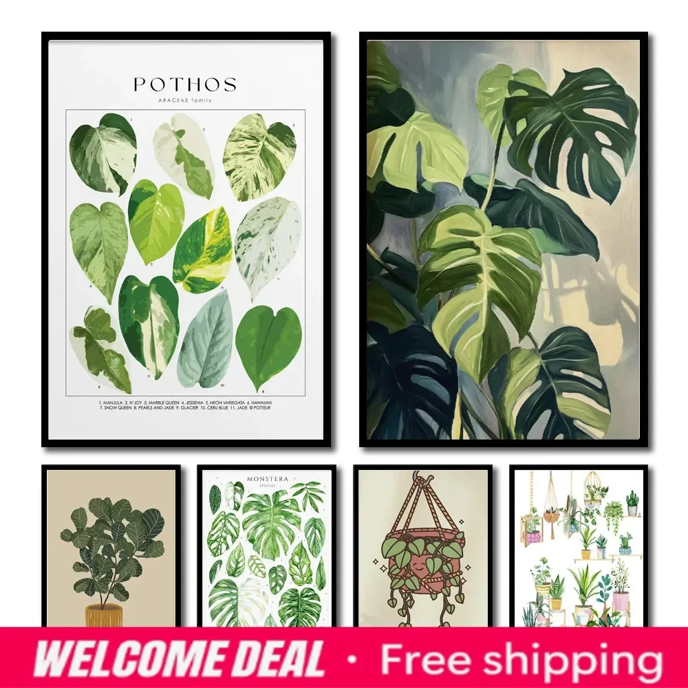 2026  1pc Green Botanical Leaves Interior Art Print Houseplants Nature Indoors Canvas Wall Home Decor Calming Poster Foliage