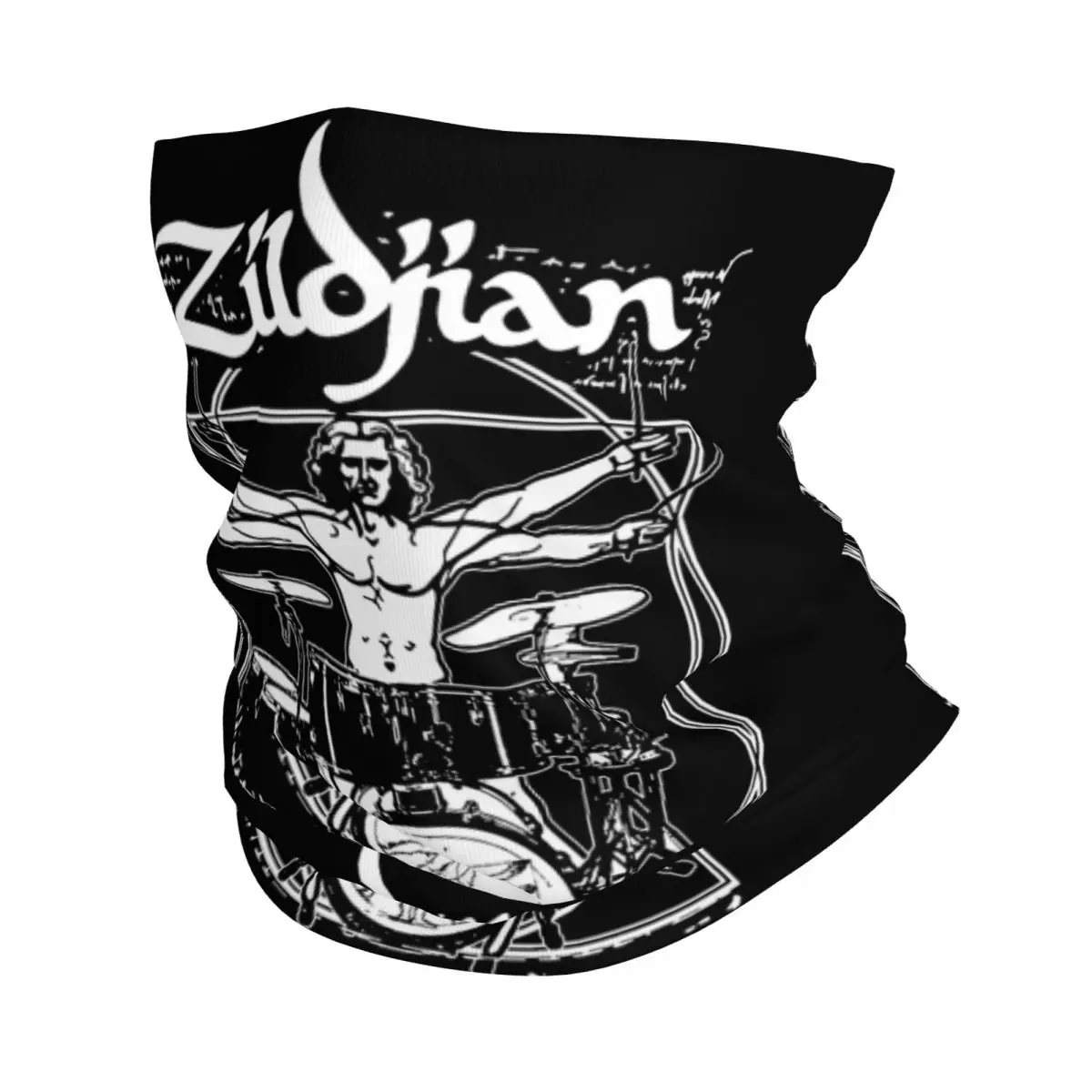 Vitruvian Man Zildjians Bandana Neck Gaiter Drummer Musician Wrap Scarf Multiuse Balaclava Outdoor Sports Unisex Adult Windproof