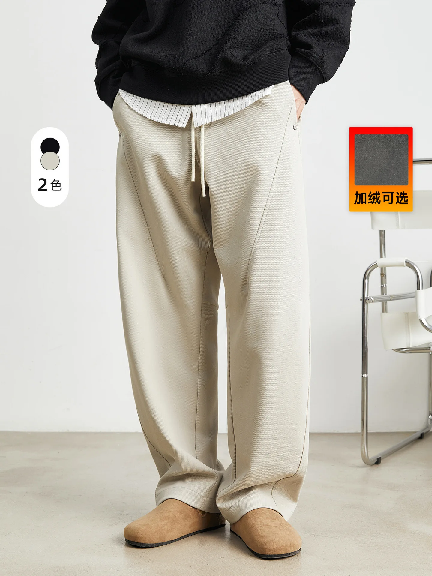 

Yizhi Men's American Casual Pants Men's Summer and Autumn New Straight Scimitar Overalls High-end Wide-leg Pants Thin