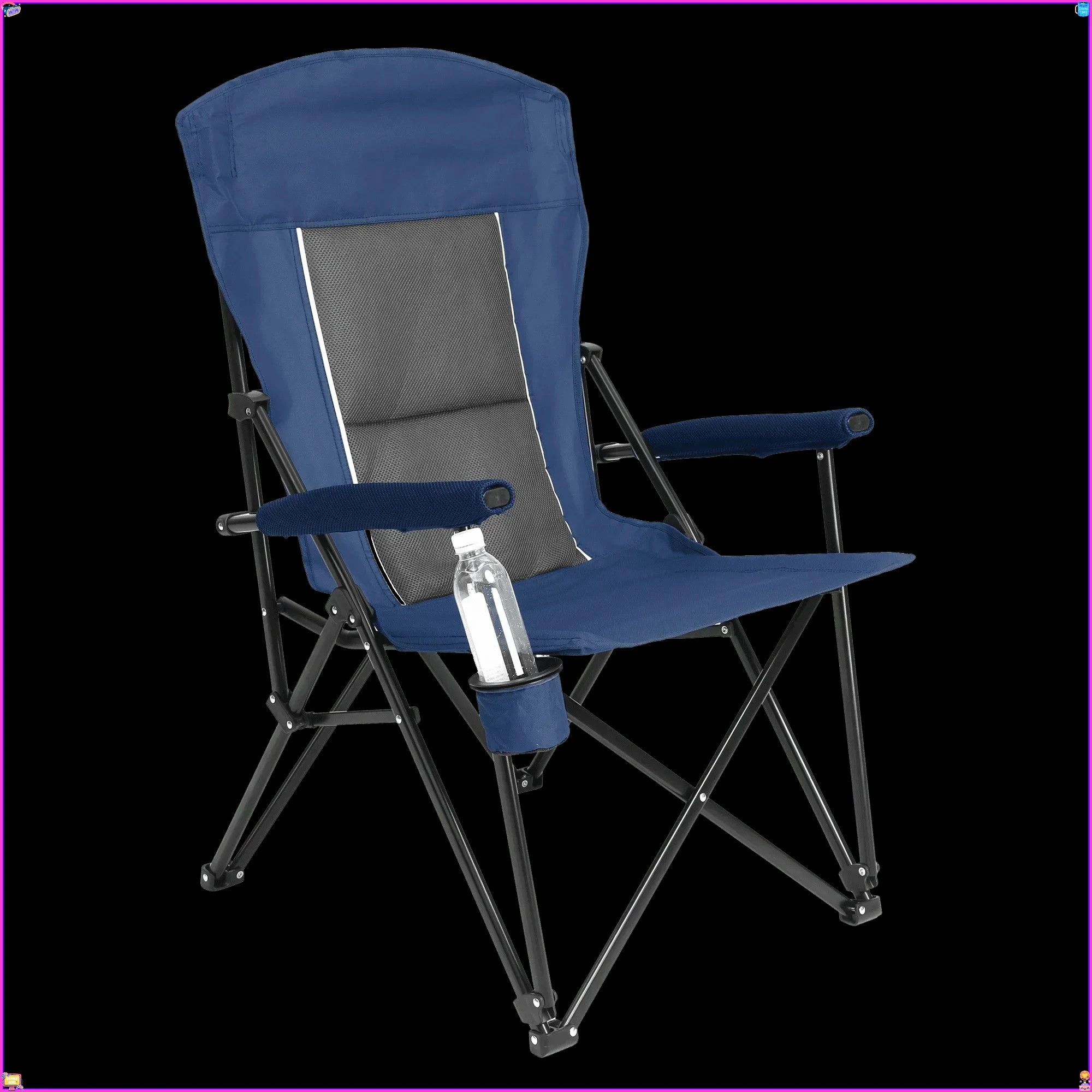 

Extra Large Camping Chair Heavy Duty 250lbs, Portable Folding Chair with High Back & Cup Holder + Bag
