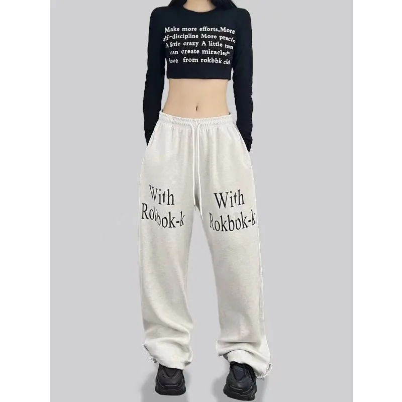 Pantaloni sportivi Hip-hop da ballo di strada per le donne Pantaloni alla moda con coulisse Design a gamba larga Donna Primavera Estate Nuovi