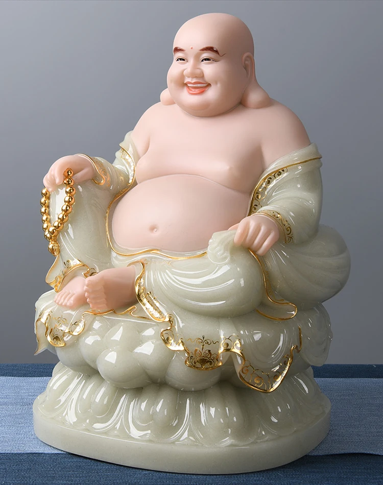 عالية الجودة اليشم تمثال بوذا آسيا المنزل ضريح العبادة مايتريا إله الثروة بوذا الله الازدهار حسن الحظ فنغ شوي تمثال