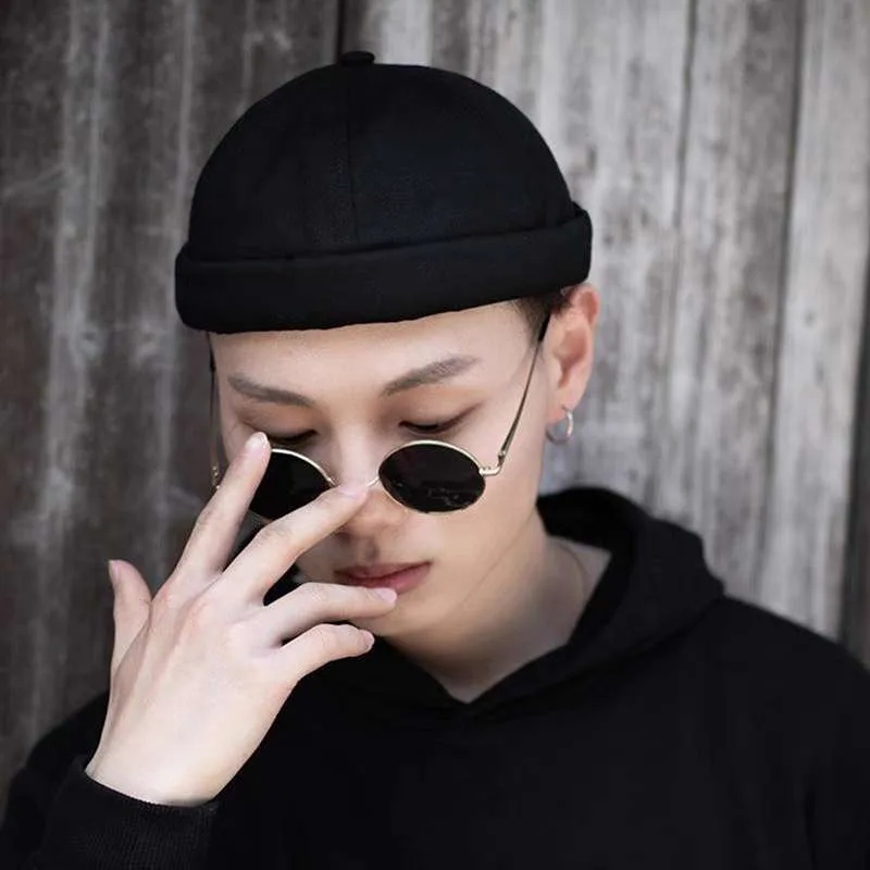 Men Cotton Brimless Skullies Cap Solid Color Street Portable Docker Hats Multipurpose Beanie Artist Hip Hop Women Autumn Winter