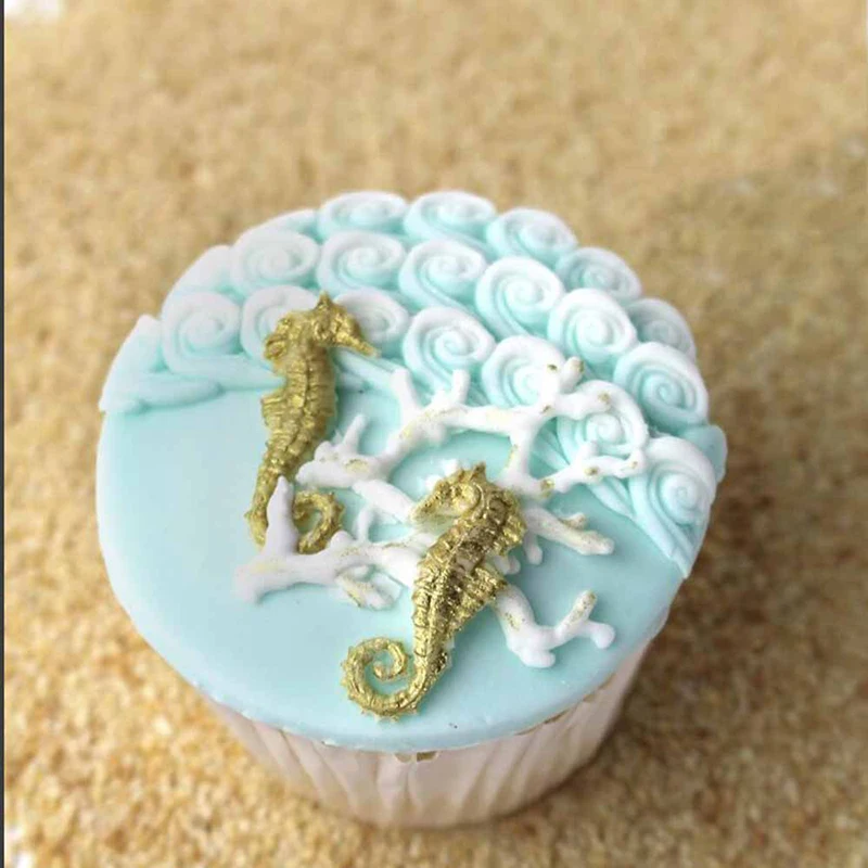 Marine Wellen Fondant Form Kuchen Grenze Cupcake Topper Dekoration Ozean Gummi Paste Backen Silikon form Süßigkeiten Schokolade liefert