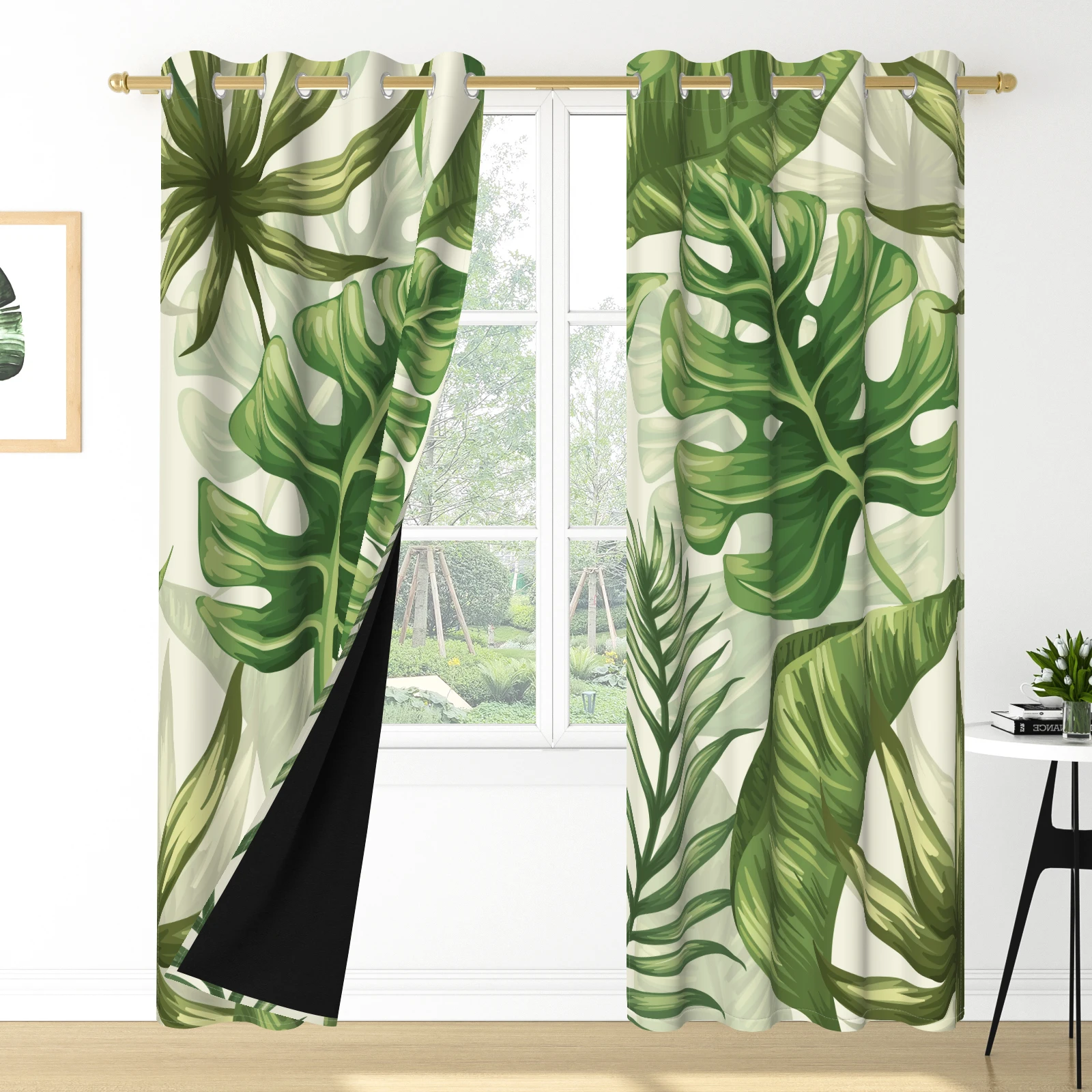 2-panels-boho-green-tropical-plant-print-blackout-curtains-monstera-leaf-grommet-drapes-for-bedroom-living-room-window-decor