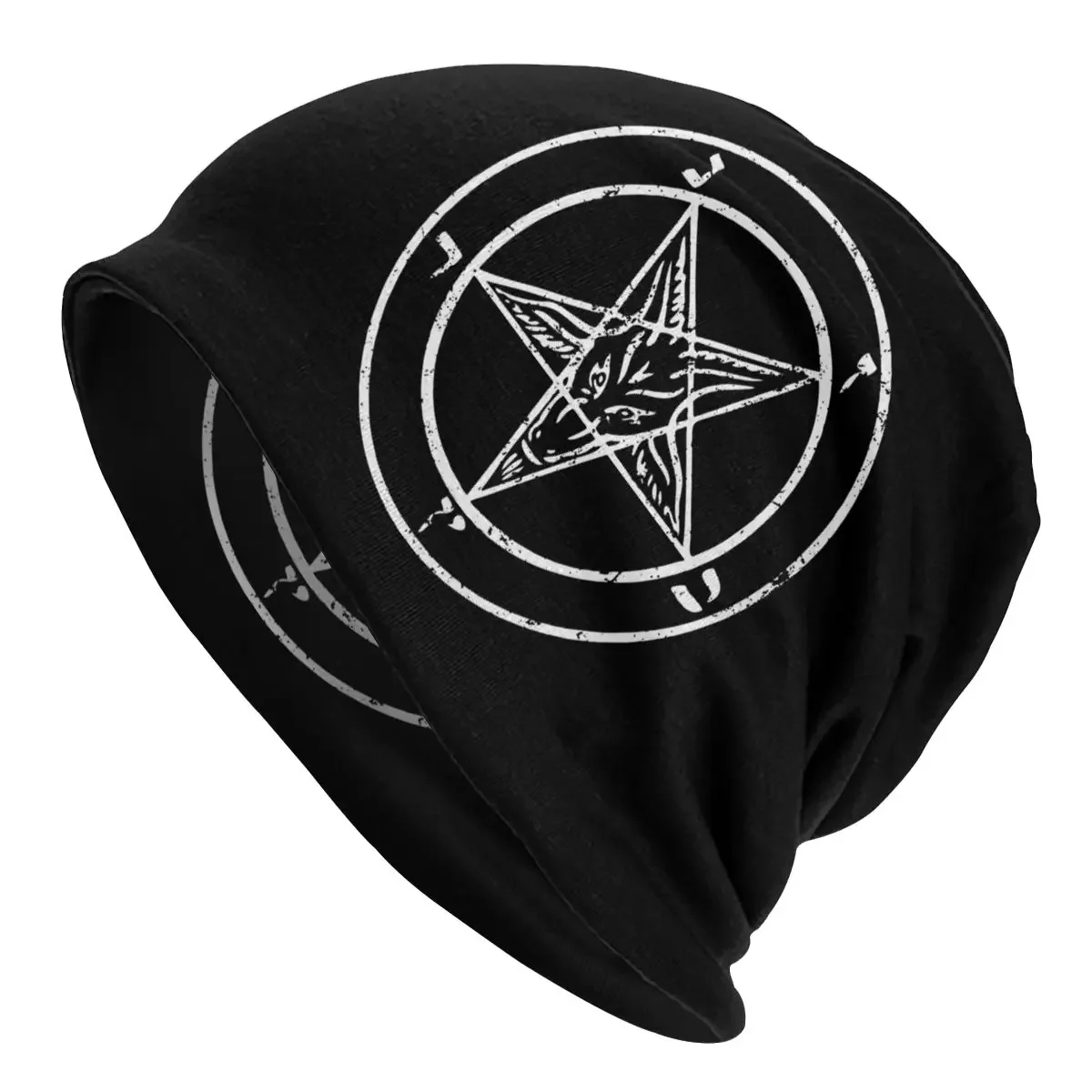 Pentagram  Goat Satan Goth Bonnet Hat Knit  Autumn Winter Skullies Beanies s Men's Women's Adult Warm Dual-use Caps