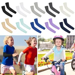 1 Pair Kids Sports Cooling Arm Sleeves Cover Sun UV Protection For 5-12 Years Girls Boys Elastic Ice Cuff Cycling Arm Warmer