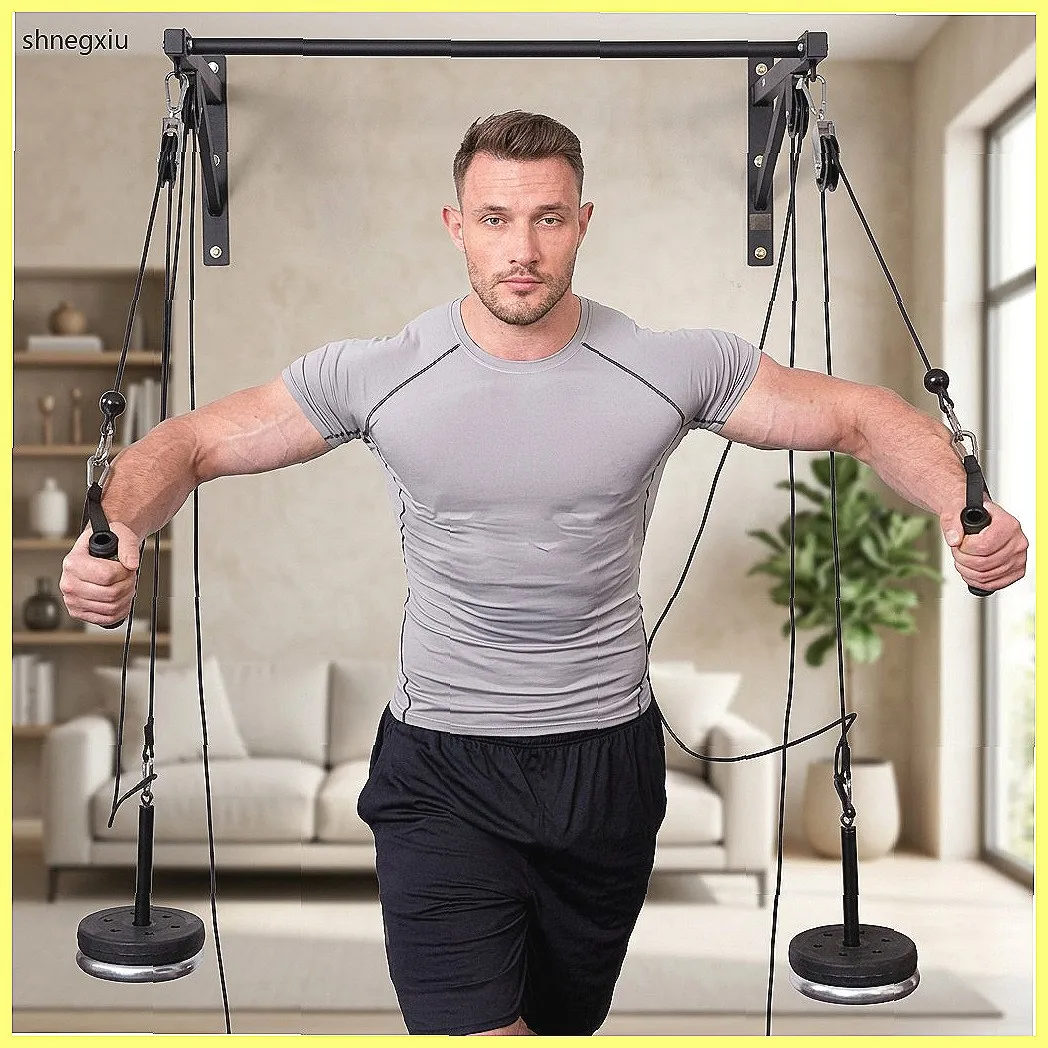 Wall Mounted DIY Fitness Pulley System for Biceps Triceps, Home Gym Cable Machine Strength Training Equipment