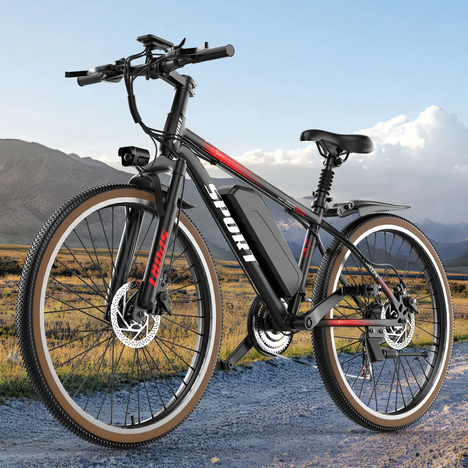 

HUOSEN DDC-003 26-Inch Front Hub Brushless Motor 250-500W Lithium Battery 30-50Km/h Dual Batteries Electric Power Mountain Bike