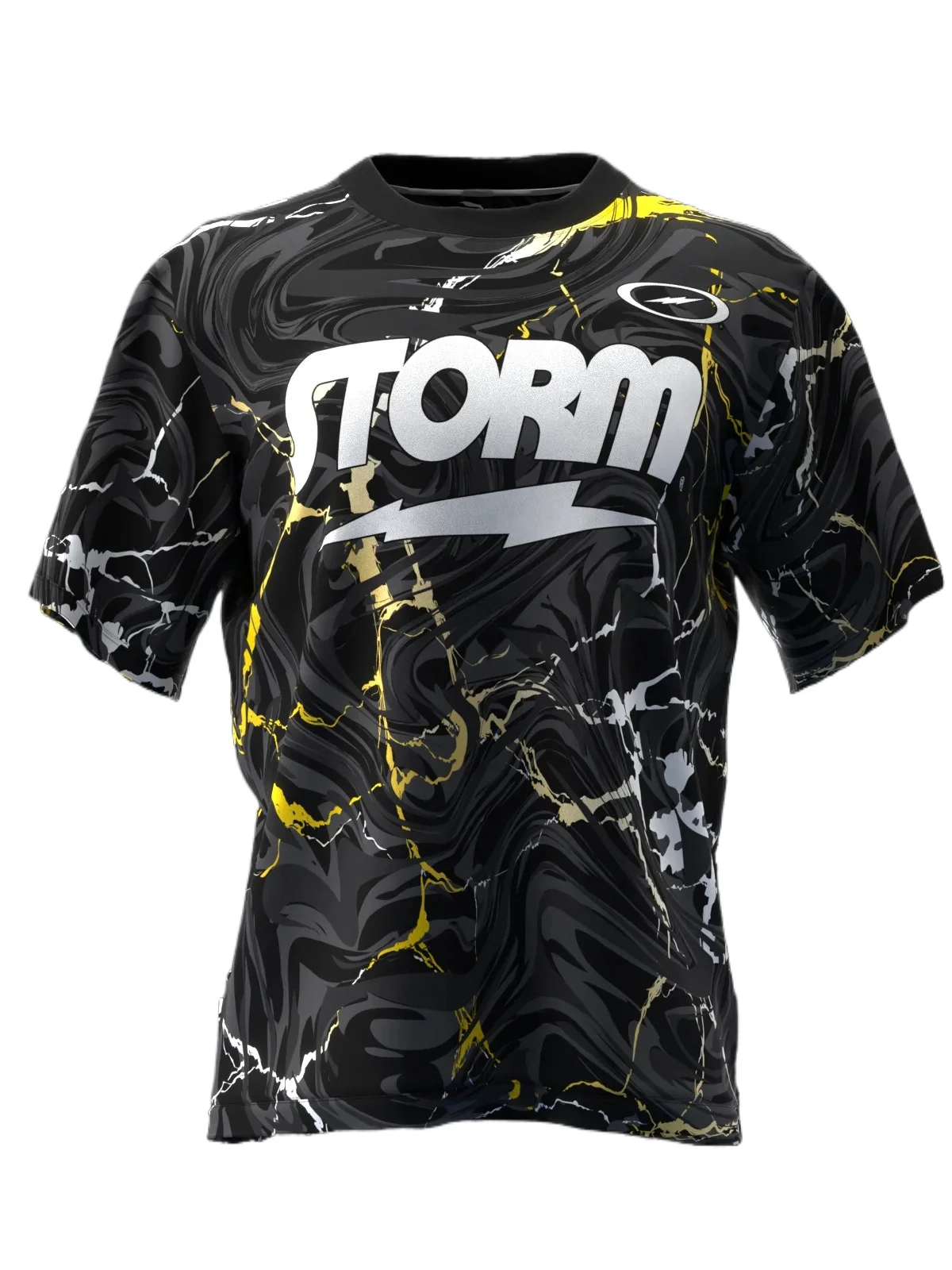 Athletic Crewneck T-Shirt, STORM Premium Sport Motif Print, Clean Cut Design, Quick Dry Breathable Cloth for City Wandering