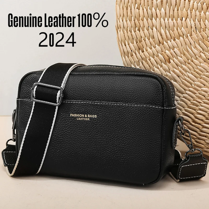 Luxury Brand Female Soft Crossbody Bags 2024 New Genuine Leather Women's Single Bag Wallet Fashion Retro Girl's Messenger Bolsas