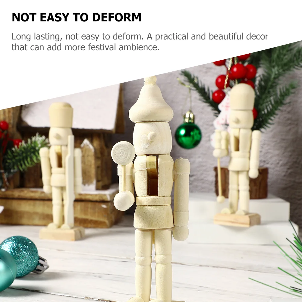 12 Pcs Unfinished Nutcracker to Paint Christmas Puppet Decorations for Home Gifts