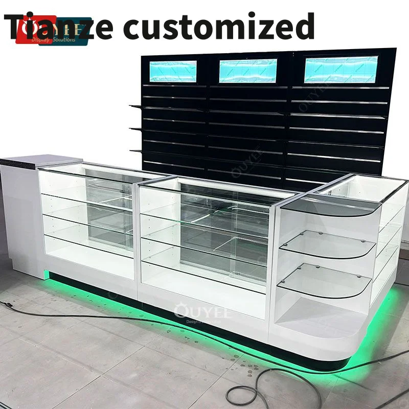 

Customized-Smoke Shop Accessories Shop Display Units Cabinet Rack Display Smoke Shop Retail Display With Glass