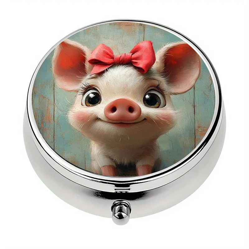 Single pack, 3-compartment pill box, cute piglet design, daily medication storage box, decorative pill box, compact and portable, suitable for carrying in a handbag or pocket, a perfect and unique gift