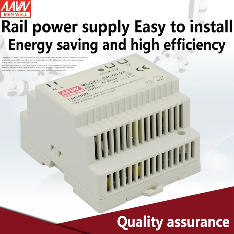 Guide rail installation power supply, easy to install, easy to operate DR 12V 24V Input Voltage 100-240V