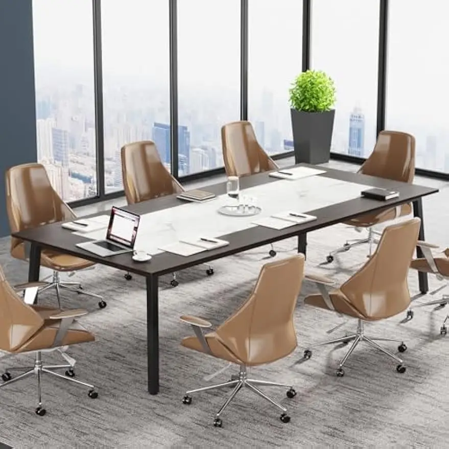 6.56 FT Conference Table, 78.74 L x 39.37 W x 29.53 H Inches Large Meeting Table/Podcast Table for 10 People, Business Wooden Tr