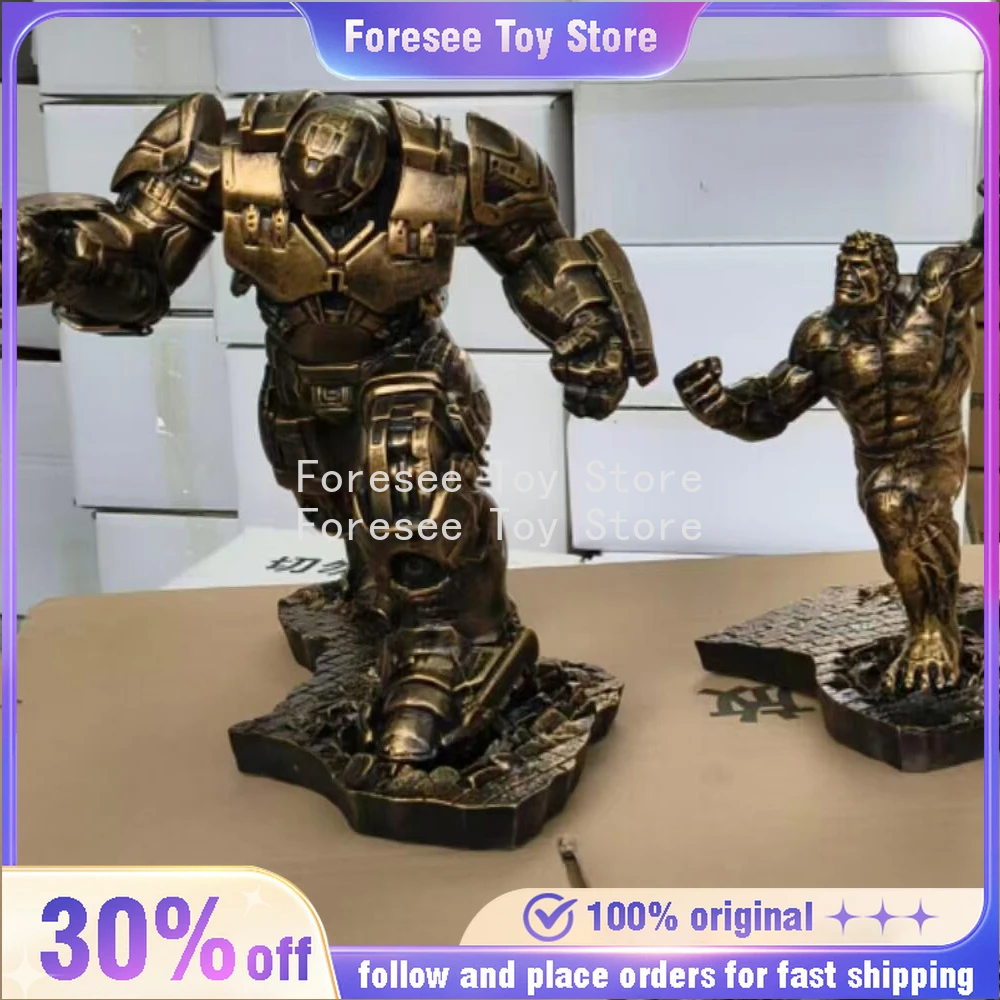 Novo 32cm ouro hulk vs hulkbuster figura marvel anime figura coleção resina ornamento de mesa decorações melhor presente para crianças