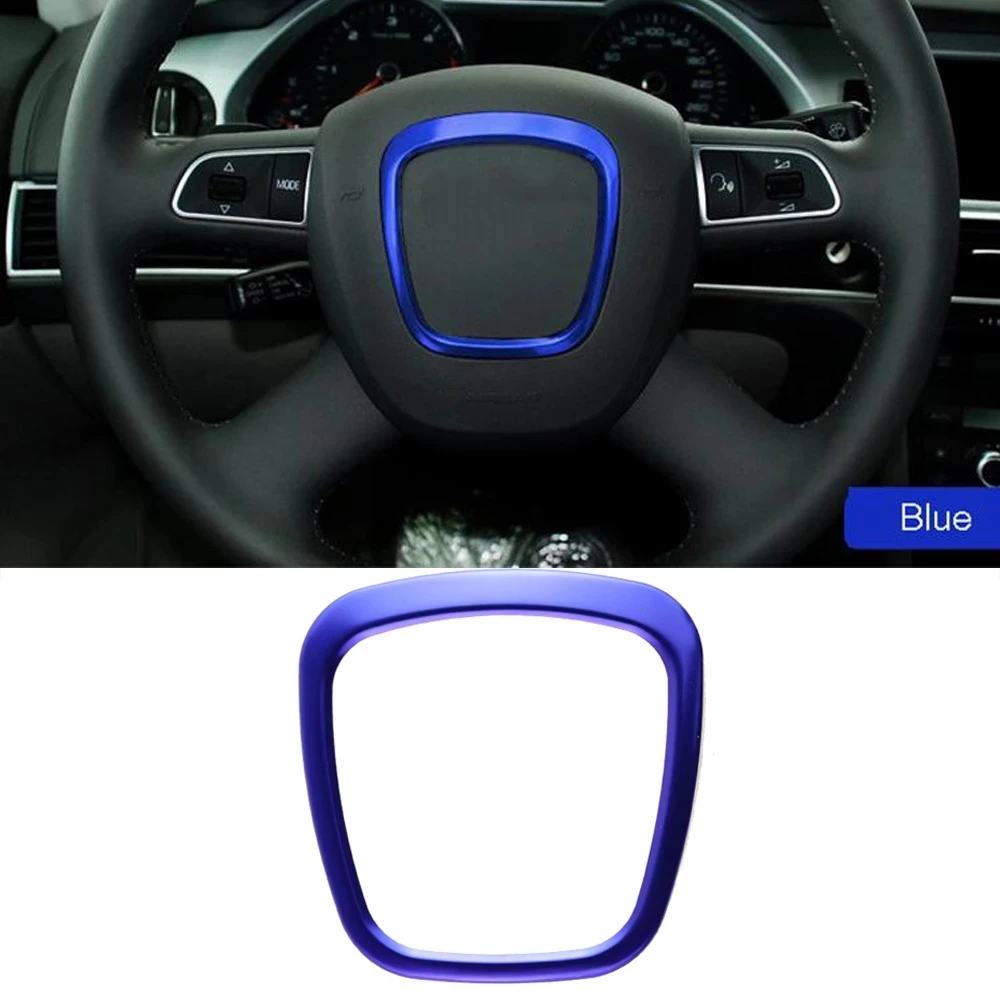 Car Styling steering wheel center logo Covers Stickers Trim for Audi A4 B6 B7 B8 A6 C6 A5 Q7 Q5 A3 8P S3 8  Interior Accessories