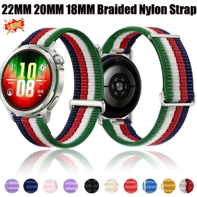 New 18 20 22mm Sports Nylon Band for Samsung Galaxy Watch 7 6 5 4 Weave Bracelet for Huawei Watch GT6 GT5 GT4 41mm GT6 Pro Strap