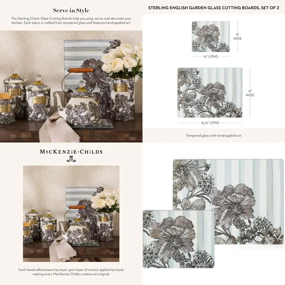 

Pair of Durable Tempered Glass Chopping Boards, Sterling English Garden Design