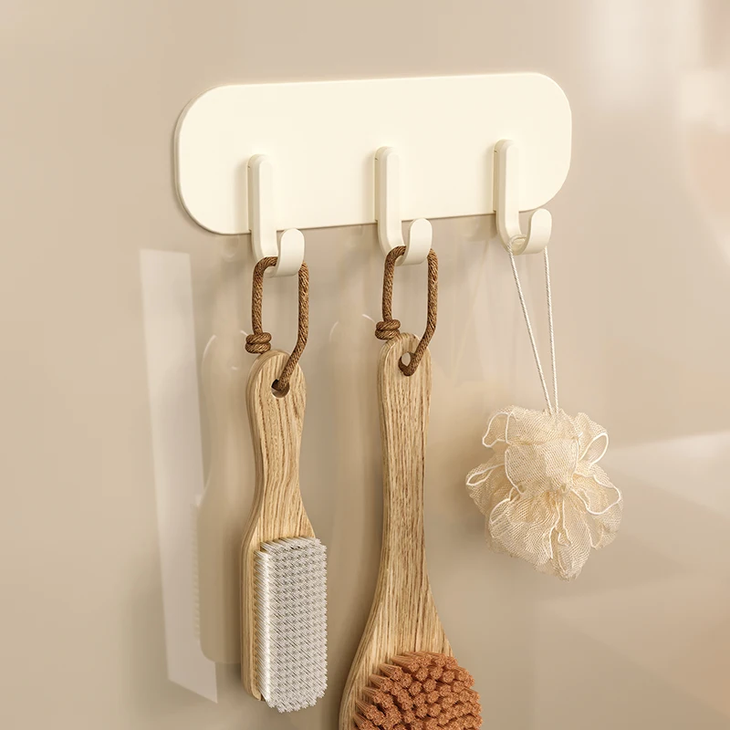 Triple hook kitchen and bath storage hooks, magnetic suction household towels, keys, spatulas, organizing racks, no punching, wa