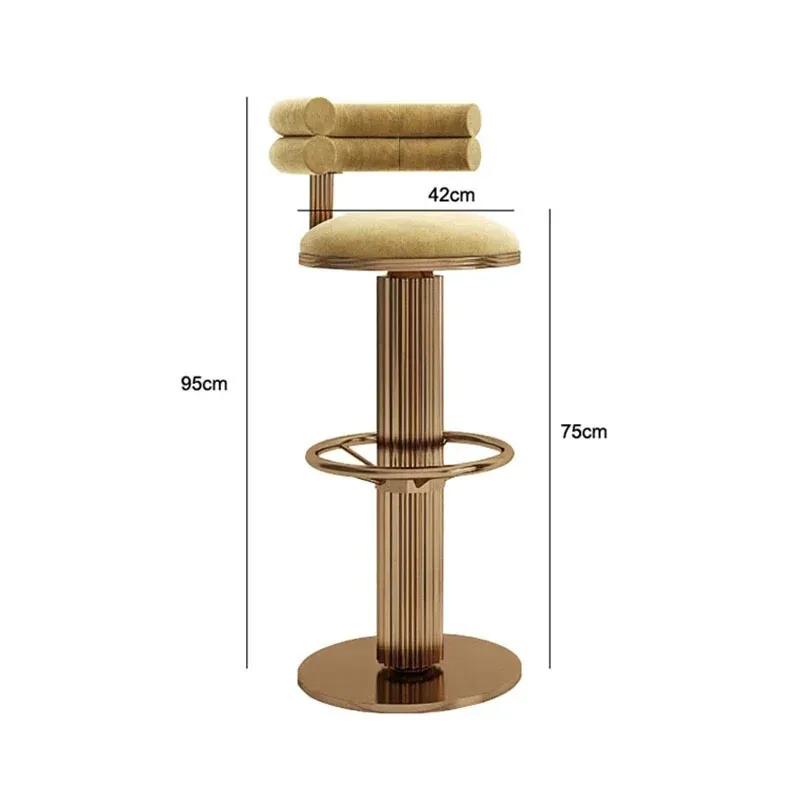 Bancos altos em aço inoxidável nórdico para cozinha Cadeiras de bar de luxo Nordic Light Cadeira giratória de metal Mobiliário moderno simples para café