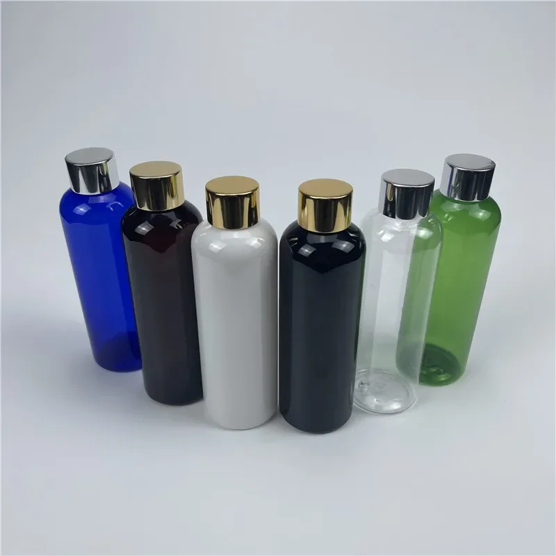 

200ML X 30 Empty Cleaning Oil Plastic Containers Emollient Water Packaging Bottles With Gold Silver Aluminum Plastic Screw Cap
