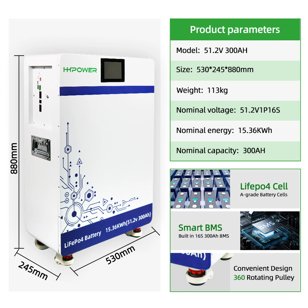 IP65 Waterproof Dustproof Solar Energy Akku 51.2v 300ah 314ah Lifepo4 Battery 15kwh 16kwh Lithium Battery Ground Mounted Battery