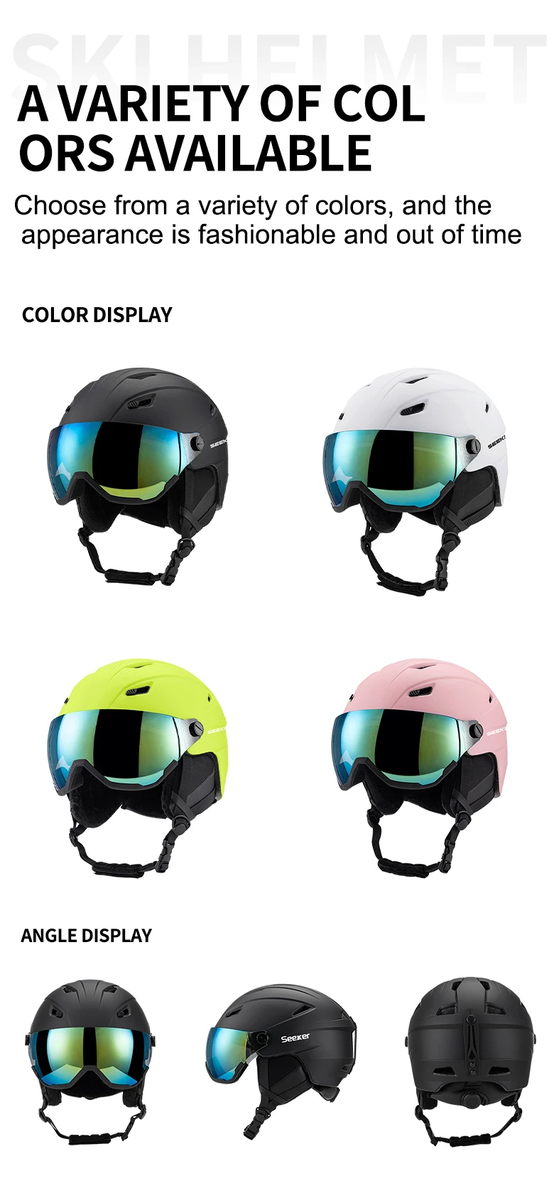 SEEKER Skihelm und Schneebrille All-in-One für Erwachsene, Unisex, Winter, Ski, Skating, Skateboard, Single- und Double-Board, Sicherheitshelm – Detail 10