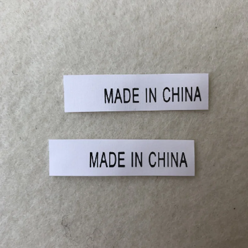 Stock clothing label 1x4cm MADE IN CHINA origin label synthetic cloth printed tags 1000pc lot