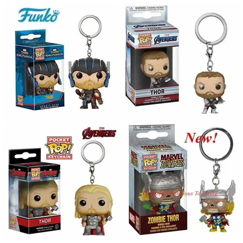 Nuevo FUNKO POP bolsillo con caja llaveros juguetes Marvels llavero Thor Zombie Thor figura de acción juguetes para decoraciones