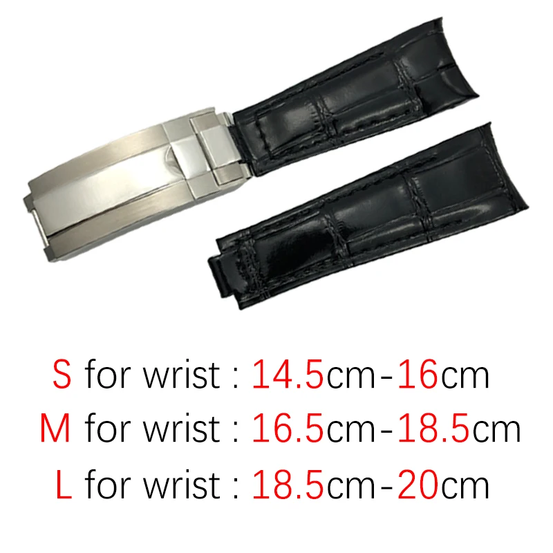 20mm Arc End Leather Watchband Suitable for Rolex Submariner GMT Bamboo Grain Green Blue Brown Cowhide Watch Strap Bracelets