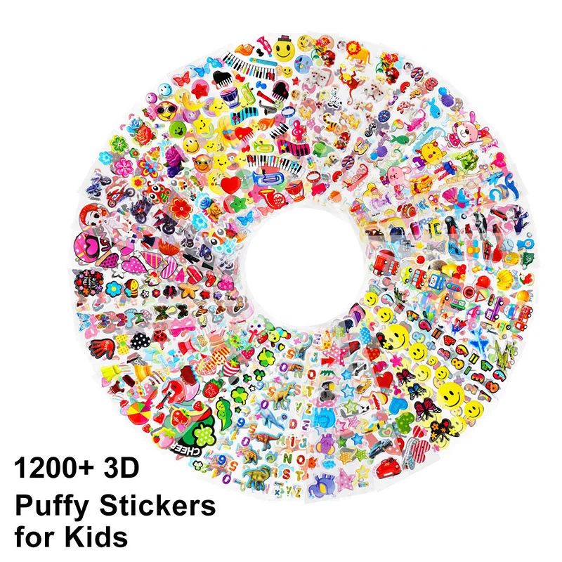 

40/20/10 Different Sheets 3D Kids Stickers Puffy Bulk Stickers for Girl Boy Birthday Gift Scrapbooking Teachers Animals Cartoon