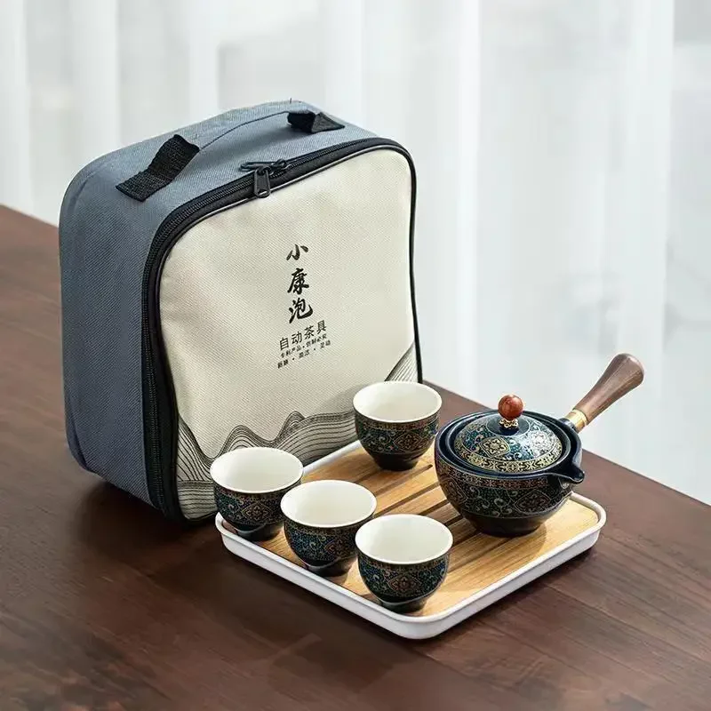 

Kung Fu Tea Set Side Handle Anti scalding Outdoor Car Portable Travel Portable One Pot Four Cup Tea Brewery Set