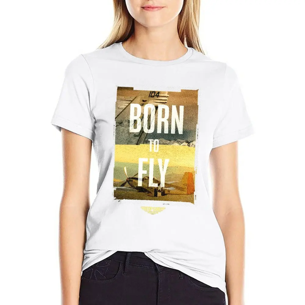 Round Neck Top Gun Maverick Born To Fly P 51 Mustang T-shirt  Movement Top Tee Graphic Cool Humor Graphic Leisure