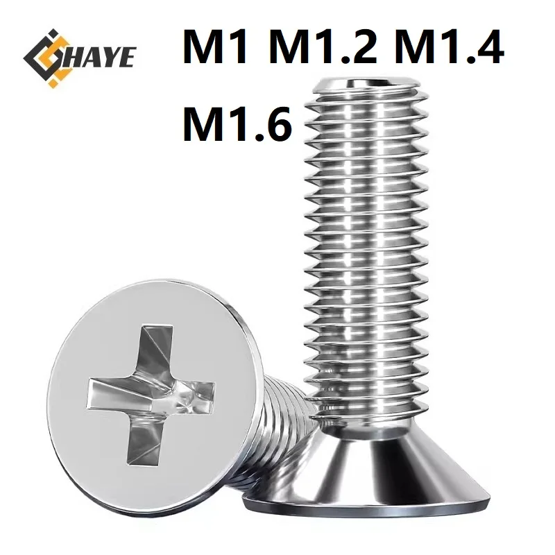 

M1 M1.2 M1.4 M1.6 Cross Recessed Countersunk Screws 304 Stainless Steel Phillips Flat Head Machine Bolts 2 3 4 5 6 8 10 18 20mm