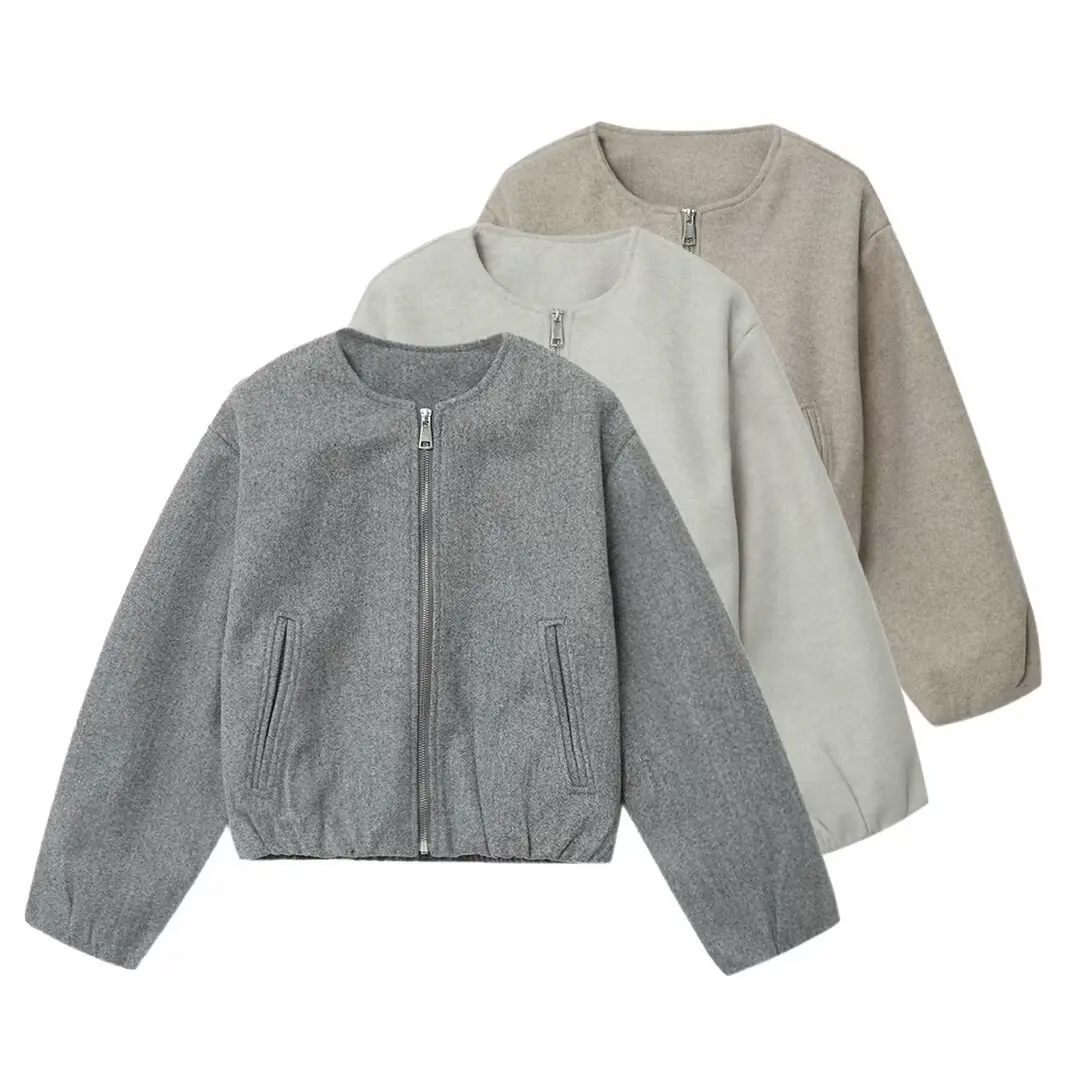 

UNIZERA Women's Jacket Coat Round Neck Long Sleeve Solid Color Zipper Style Autumn New Jacket Coat