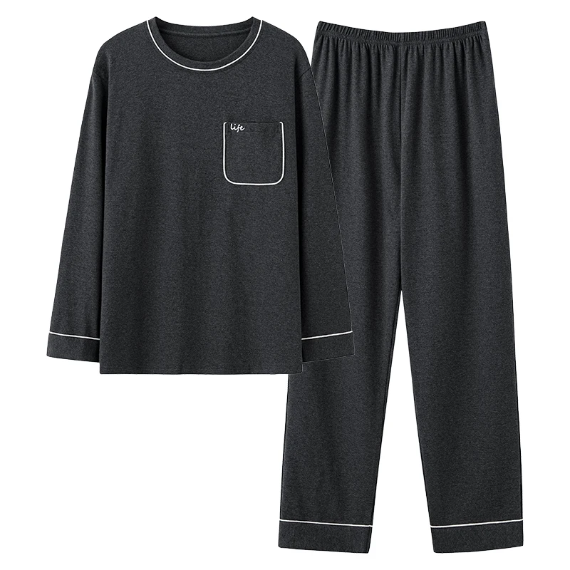 Conjunto de pijamas de Modal suave para hombre, ropa de dormir de manga larga + Pantalones largos, trajes a cuadros para el hogar, Moda de Primavera