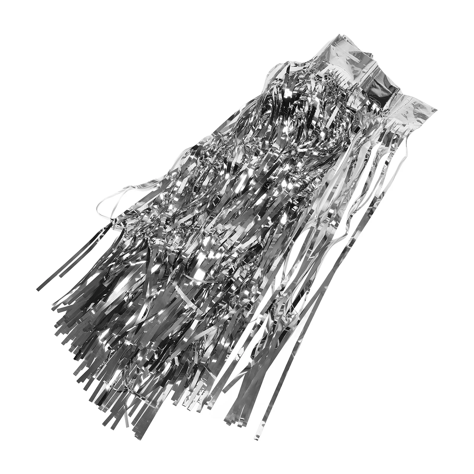 

Disposable Silver Foil Fringe Table Skirt Tinsel Party Decor for Birthdays Showers Bachelorette Events Rectangle Table