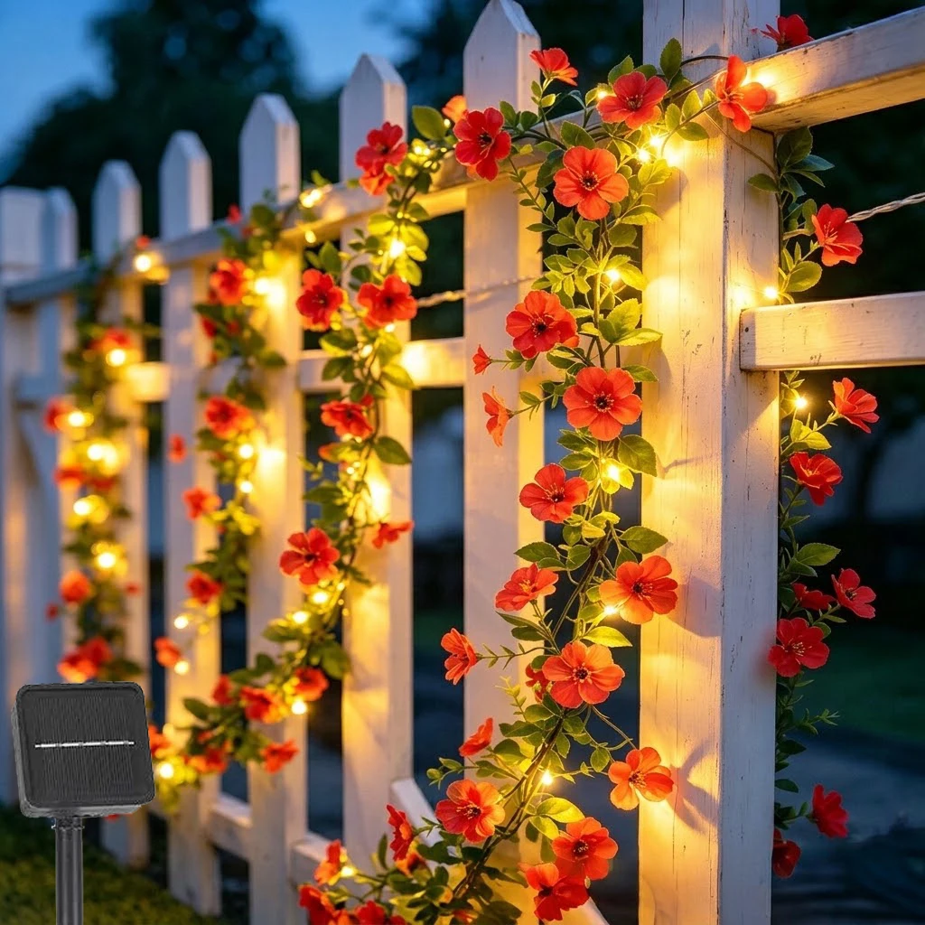 Led Fairy String Lights - Solar Rose Vine String Lights 5m