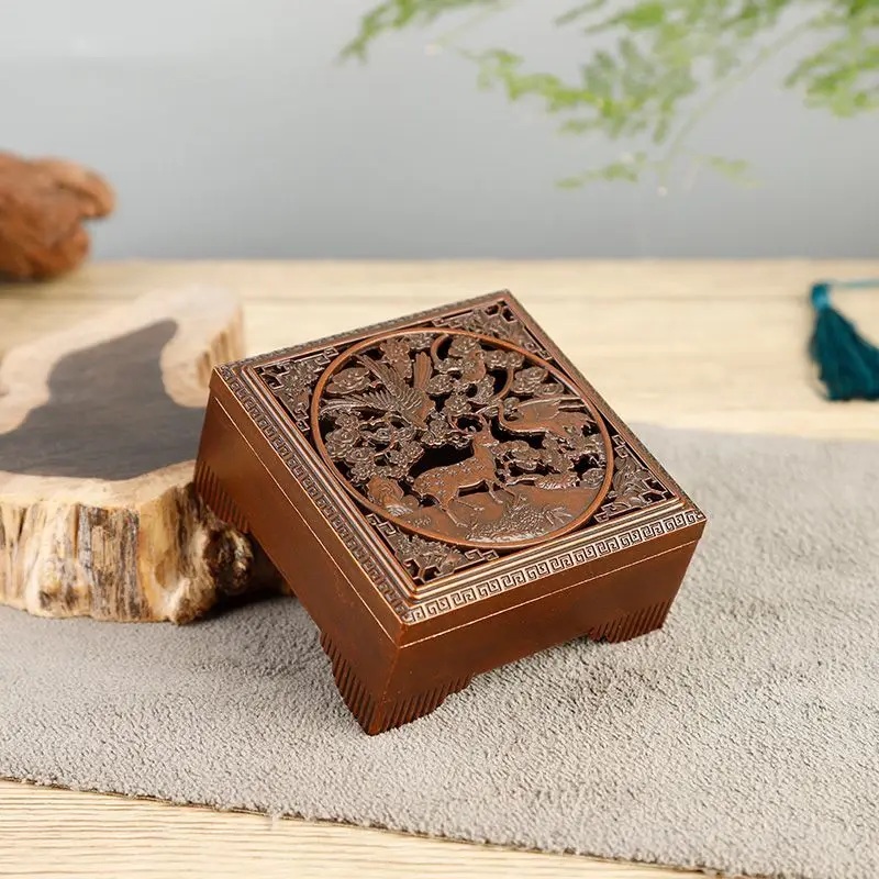 

Crane Deer Pattern Alloy Incense Burner Multi Use Zen Meditation Desktop Decor for Home Office