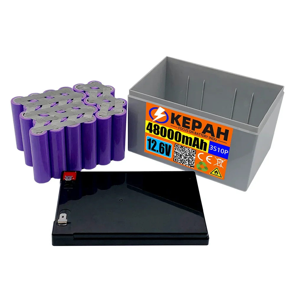 

48Ah 12.6V Lithium Battery Pack + Fast Charger High Capacity for Solar Street Lamp Inverter Xenon Light