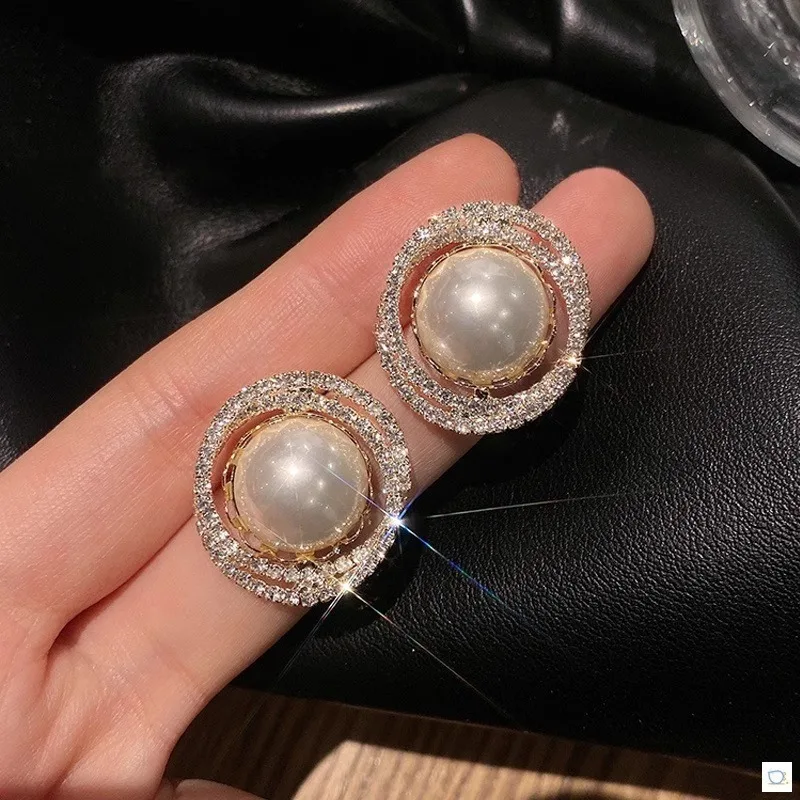 Trendy Unusual Geometric Simulated Pearl Clip on Earrings for Woman Non Pierced Exquisite Fashion Jewelry Party