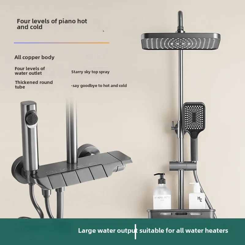 

Shower Set Faucets Bathroom Piano Button Switch Bath Shower Rain Shower Complete Bathroom Head Douche