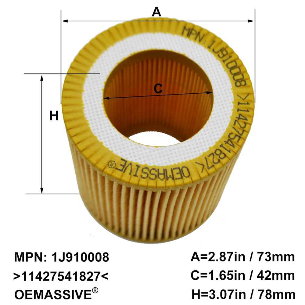 Engine Oil Filter For Alpina B3 B4 BMW 1 3 5 Series 325i 328i 330i 525i 530i 535i X3 X5 E90 E91 E92 E93 11427541827 11427953129