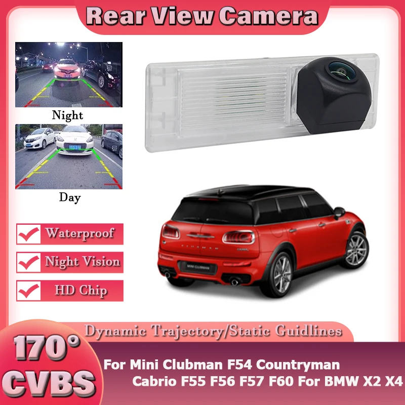 

Камера заднего вида CVBS AHD для Mini Clubman F54 Countryman Cabrio F55 F56 F57 F60 для BMW X2 X4, объектив «рыбий глаз» ночного видения